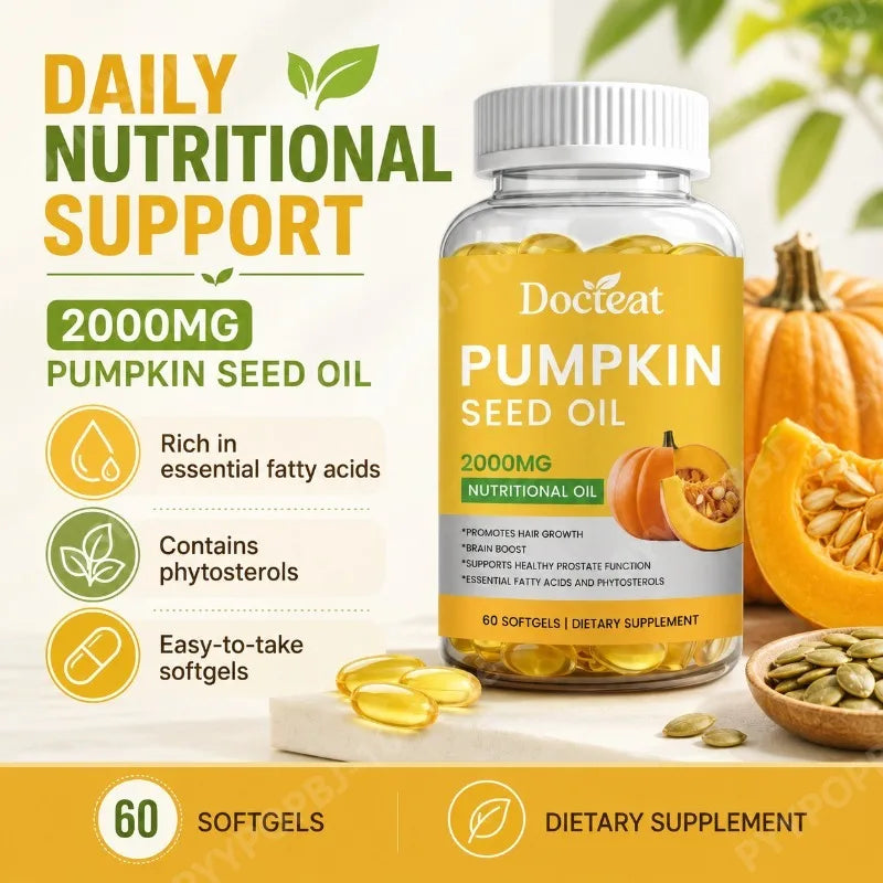 Pumpkin Seed Oil Softgels 2000mg – 60 Count | Plant-Based
