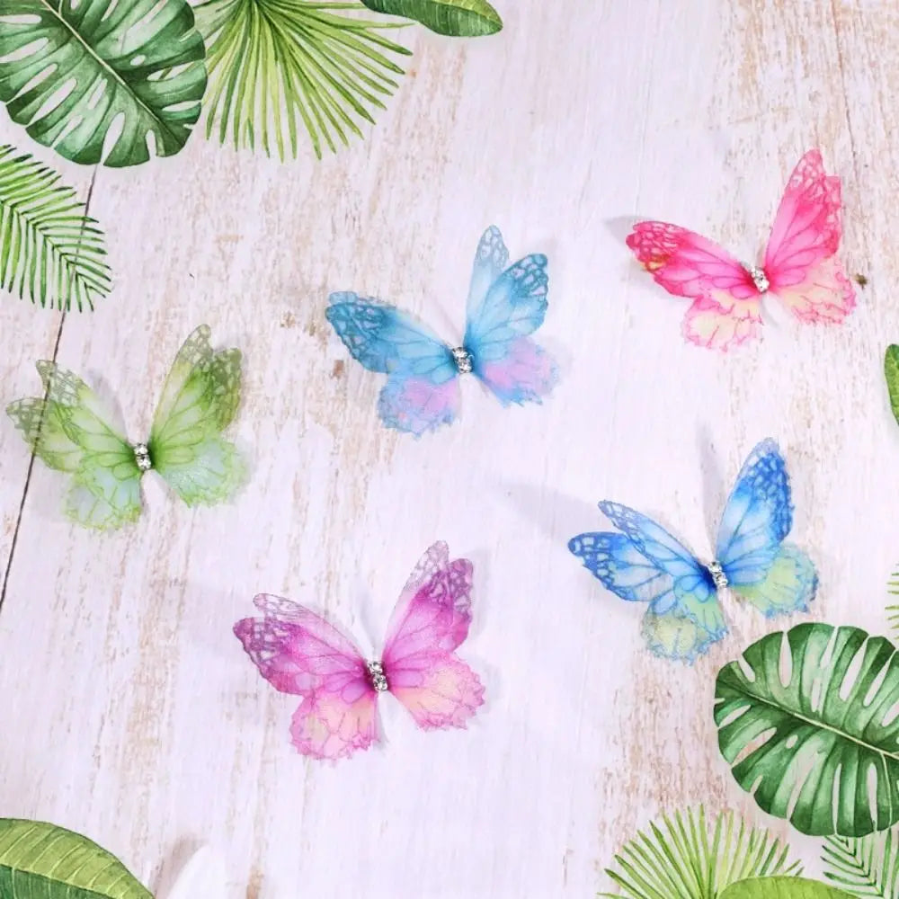 50Pcs 3D Organza Butterfly Appliqués – Gradient Mesh Patches