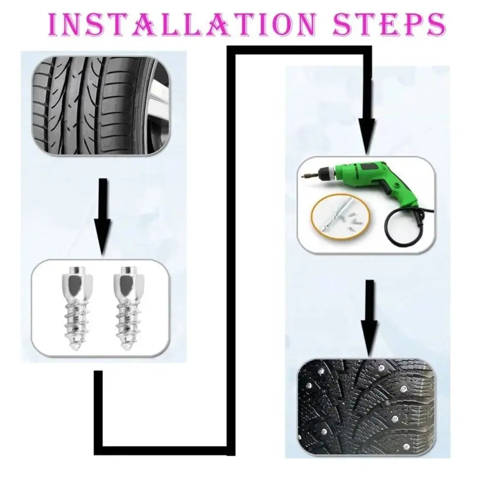 50pcs Snow Tire Studs Stainless Steel 4x9mm 4x12mm Anti-Skid