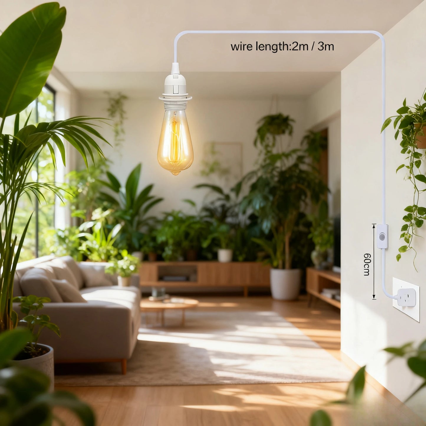 Ceiling Pendant Light Fitting E27 Screw Lamp Holder with Switch Suspended & Lock Ring for Shade 2 Core Extension Cable UK Plug Peaceful Pleasures Health and Wellness