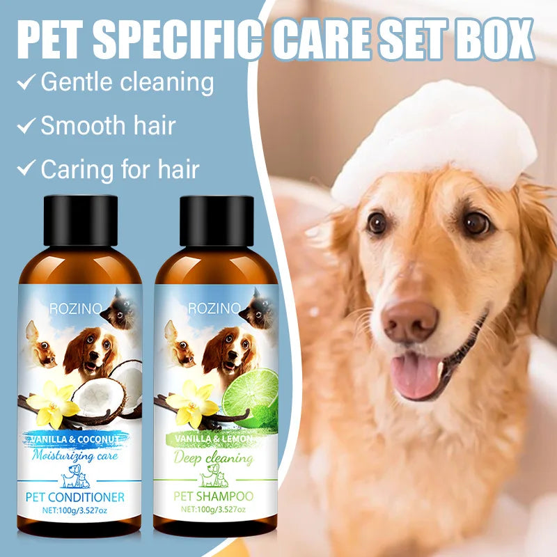 Pet Shampoo & Conditioner Combo – Chemical-Free for Cats & Dogs