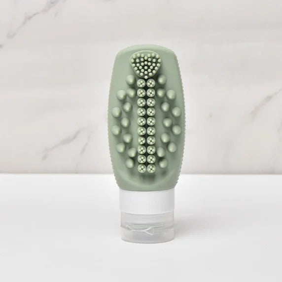 2-in-1 Silicone Travel Bottle & Shampoo Brush | 90ml Refillable