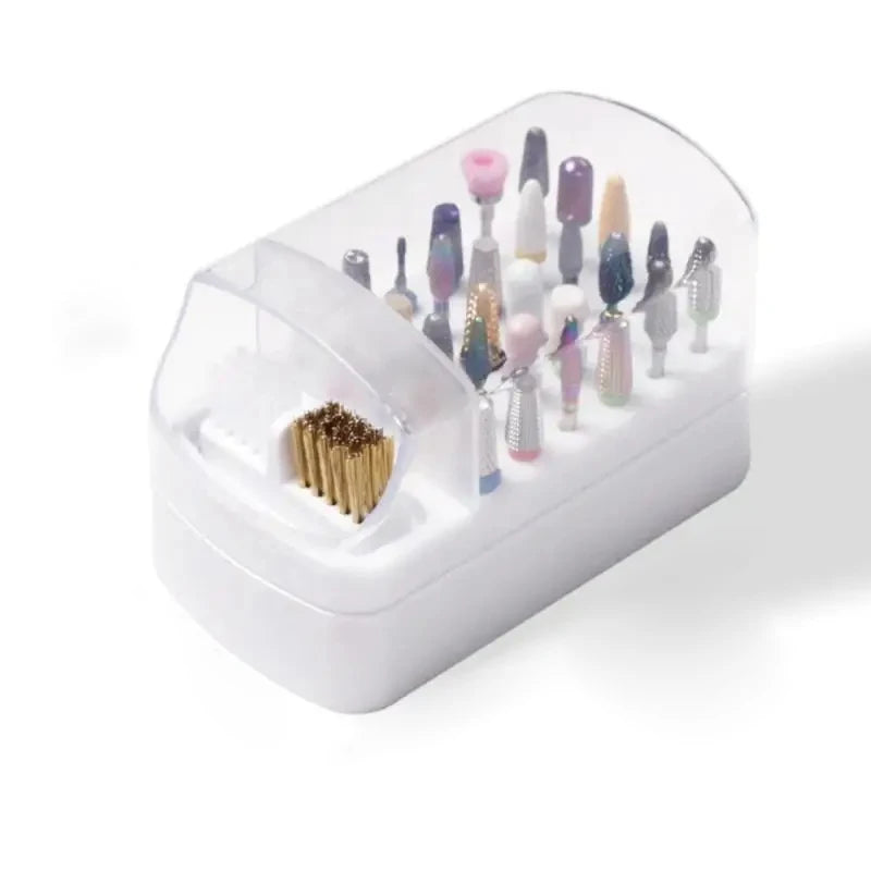 Acrylic Dustproof Organizer with 30 Slots – Nail Polish Head Storage Box, Portable Cleaning Essential for Nail Artists Peaceful Pleasures Health and Wellness white