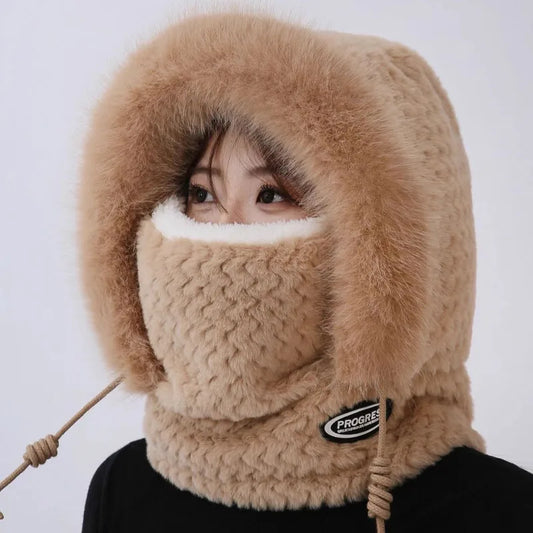 Women's Winter Thermal Hat Hood Scarf & Mask | Windproof Winter Hood Scarf Set Peaceful Pleasures Health and Wellness