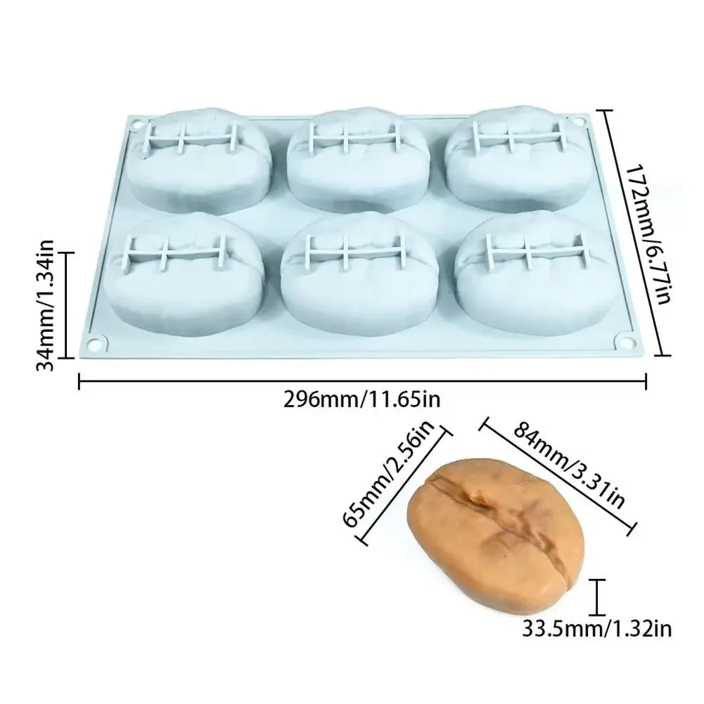 6 Cavity Nut Shaped Silicone Mold 3D Simulation Almond Pistachio Pecan Coffee Bean Mould Baking Tool for DIY Mousse Cake Pudding Peaceful Pleasures Health and Wellness Coffee Bean