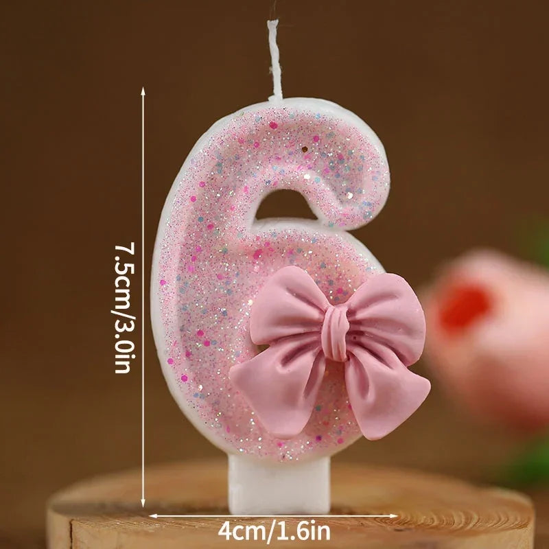 Hot Number Cake Candle Pink Glitter Birthday Candle 1 2 3 4 5 6 7 8 9 3D Number Candle Cake Topper Birthday Party Cake Decor Peaceful Pleasures Health and Wellness 6