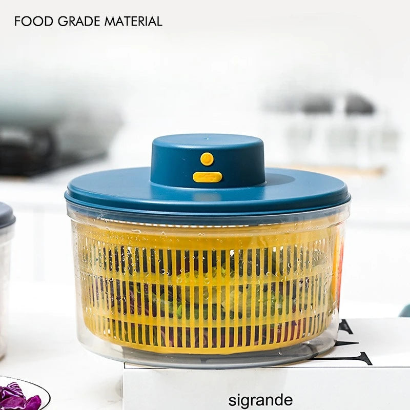 New Salad Spinner Electric/Manual Vegetable Dehydrator Multifunction Food Fruit Dryer Quick Drying Drain Basket Kitchen Tools Peaceful Pleasures Health and Wellness