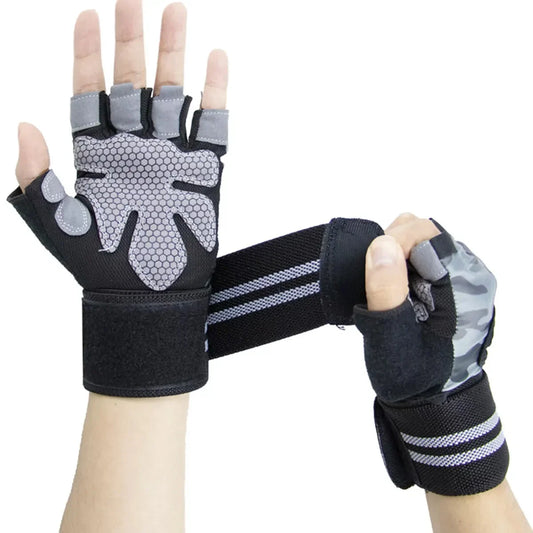 1 Pair Half Finger Gym Fitness Gloves, Men's and Women's Exercise Wristband Support Protect Sports Dumbbell Fitness Gloves Peaceful Pleasures Health and Wellness