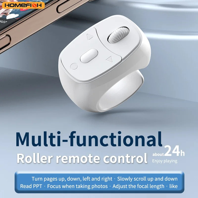 Bluetooth Finger Scrolling Ring Remote – Phone Page Turner