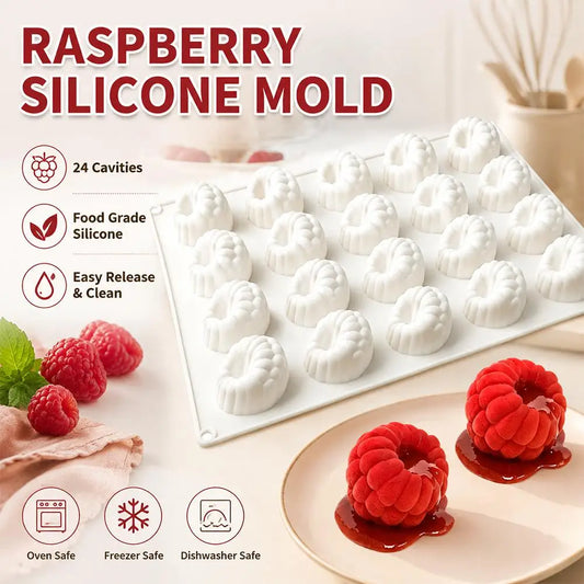 24-Cavity Raspberry Silicone Mold for Mousse, Cake & Chocolate Silicone Baking Mold Peaceful Pleasures Health and Wellness