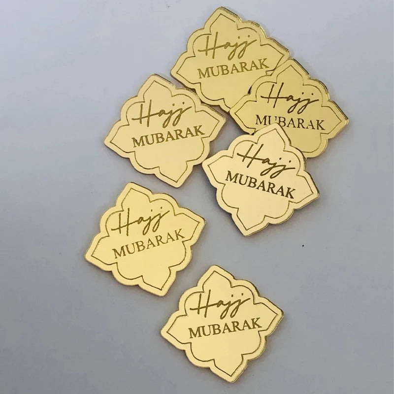 10pcs Hajj Mubarak Acrylic Cupcake Toppers | Eid Ramadan Decor