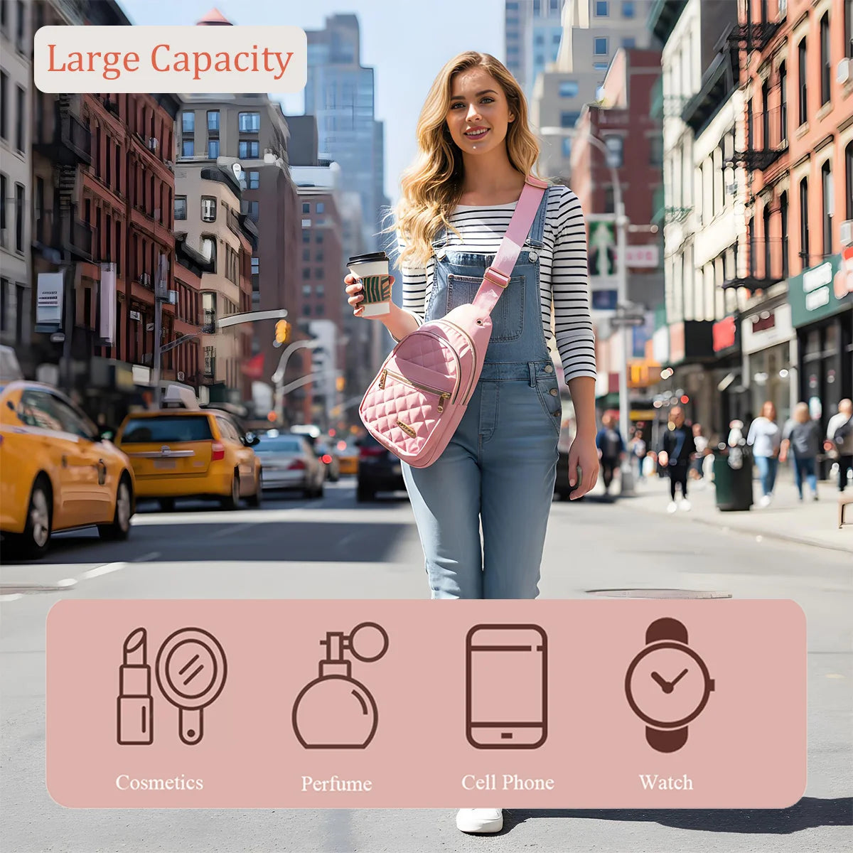 Adjustable Quilted Sling Backpack Outdoor Travel Bag For Men Women Casual Crossbody Small Sling Backpack Sling Bags Peaceful Pleasures Health and Wellness