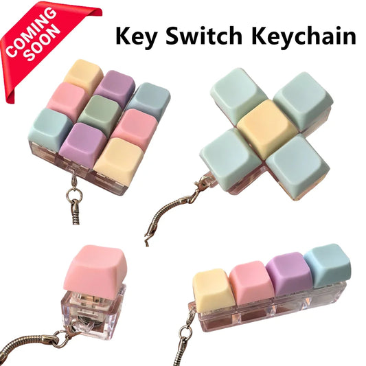 Mechanical Keyboard Fidget Keychain | 1/4/5/9 Key Clicker Toy Fidget Keychain Toy Peaceful Pleasures Health and Wellness