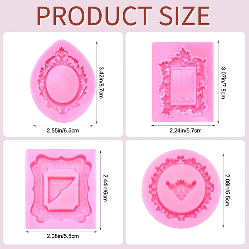 Ultimate 4-Piece Silicone Frame Molds for Chocolate; Viable for Mini Air-Dry Clay Molds; Polymer Clay Molds Peaceful Pleasures Health and Wellness