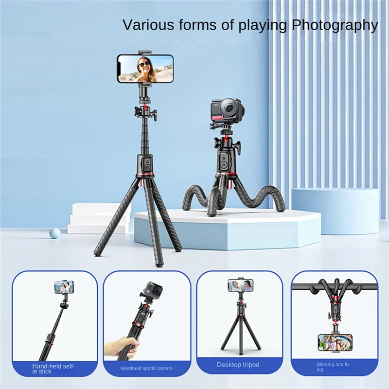 -MEOF Selfie Stick Phone Tripod Stand, Extendable Flexible Octopus Tripod For Smartphone And Camera With Wireless Remote Durable Peaceful Pleasures Health and Wellness