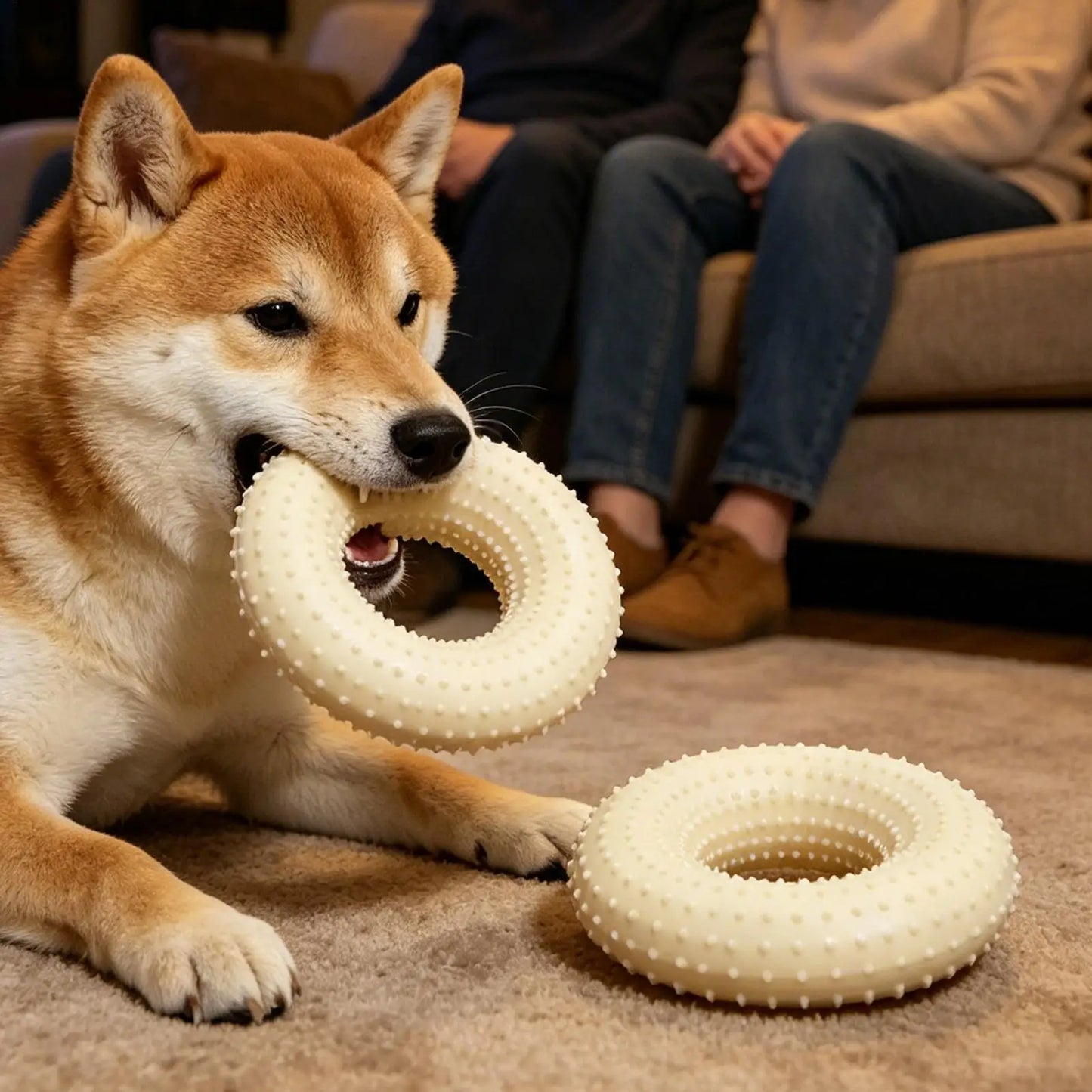 Durable Rubber Dog Chew Ring Toy | Teething Puppy & Play