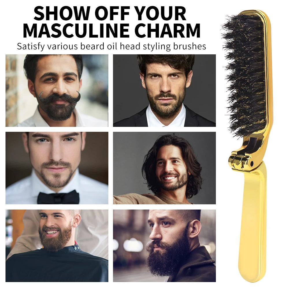 Hair Brush Folding Comb Anti-Static Men Beard Detangling Hair Brush Portable Scalp Massage Comb Salon Home Styling Tool Supplies Peaceful Pleasures Health and Wellness