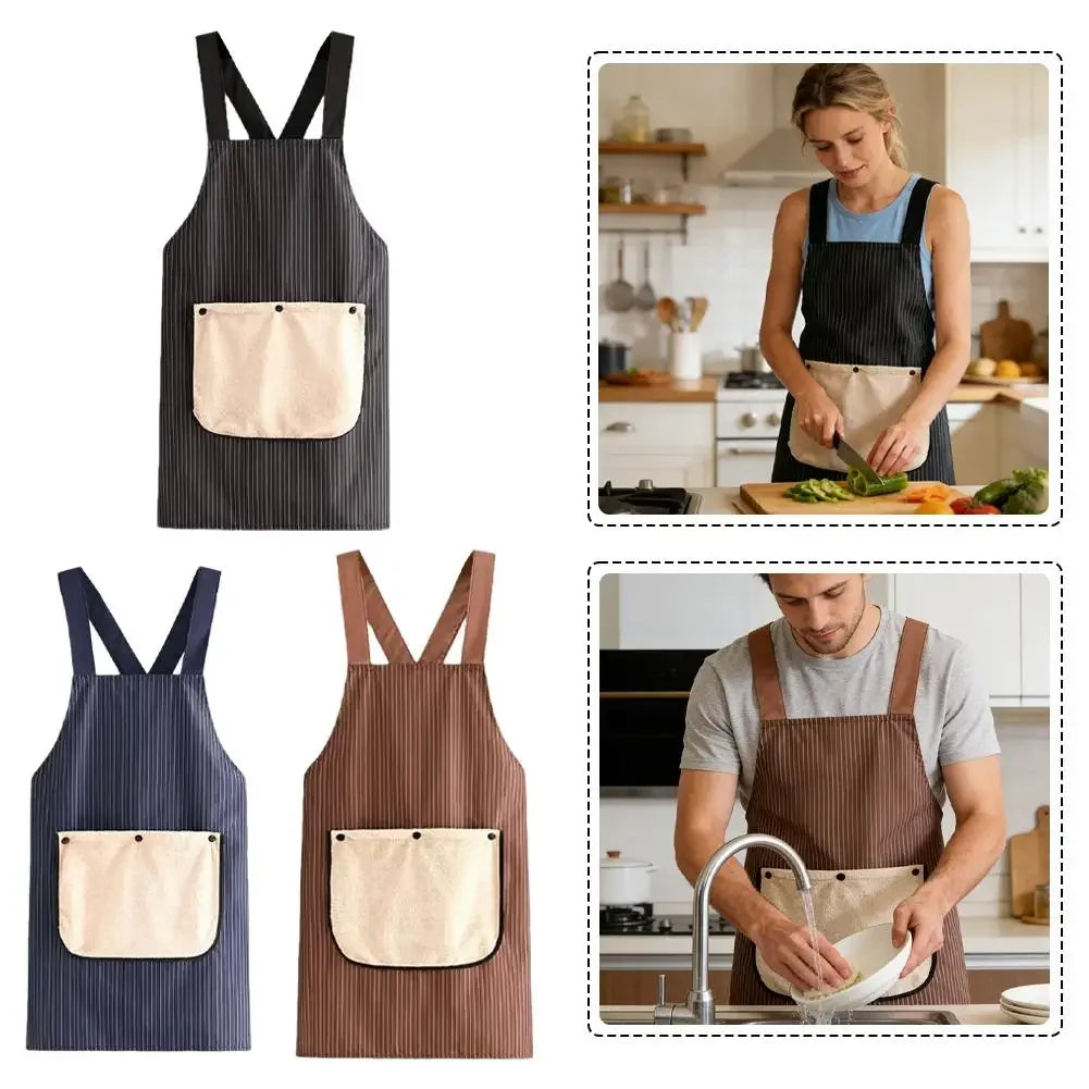 2026 Newest Waterproof Kitchen Apron With Detachable Towel Anti-fouling Sleeveless Cross Back Cooking Baking Restaurant Uniform Peaceful Pleasures Health and Wellness