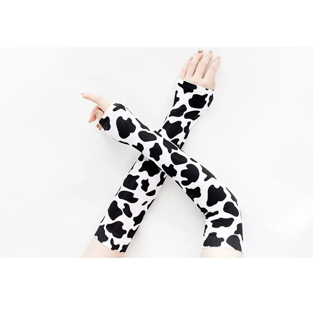 Cow Print Ice Silk Sun Sleeves – Cooling UV Arm Cover Pair