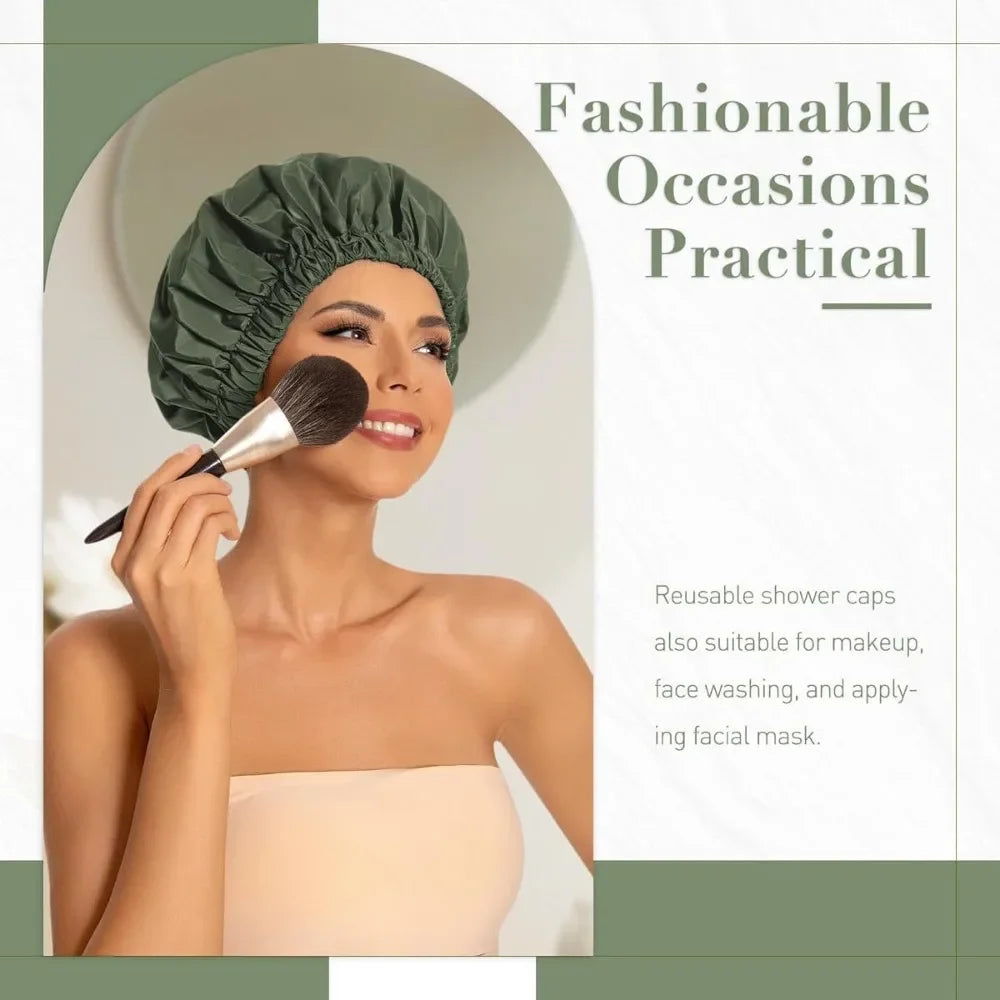 Women's Soft Double Layer Bonnet – Adjustable Sleep & Shower Cap
