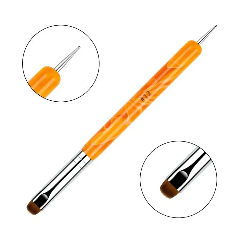 French Dual End Beginner High Quality Painting Manicure Tool Acrylic Drawing Nail Art Brush Nail Art Rhinestone Gel Dotting Pen Peaceful Pleasures Health and Wellness 12 Orange