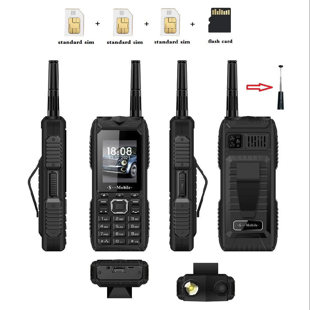 S555 Three Cards Three Standby Outdoor Mobile Phone Standby Long Can Pull Up Antenna Signal Strongly Send Waist Clip ( EU/USA ) Peaceful Pleasures Health and Wellness black