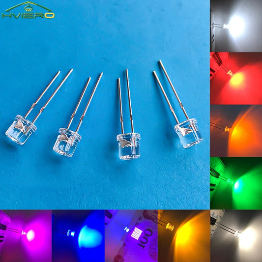 10PCS 5mm Flat Top Ultra Bright LED Diodes – Wide Angle Bulbs LED Diode Bulbs Oasis Select