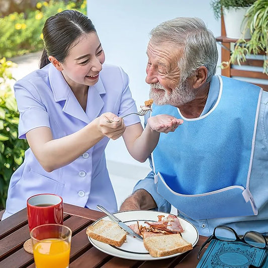 New coated adult apron reusable waterproof terry bibs Or bring a pocket For adult women and men Elderly Seniors & Disabled bibs Peaceful Pleasures Health and Wellness