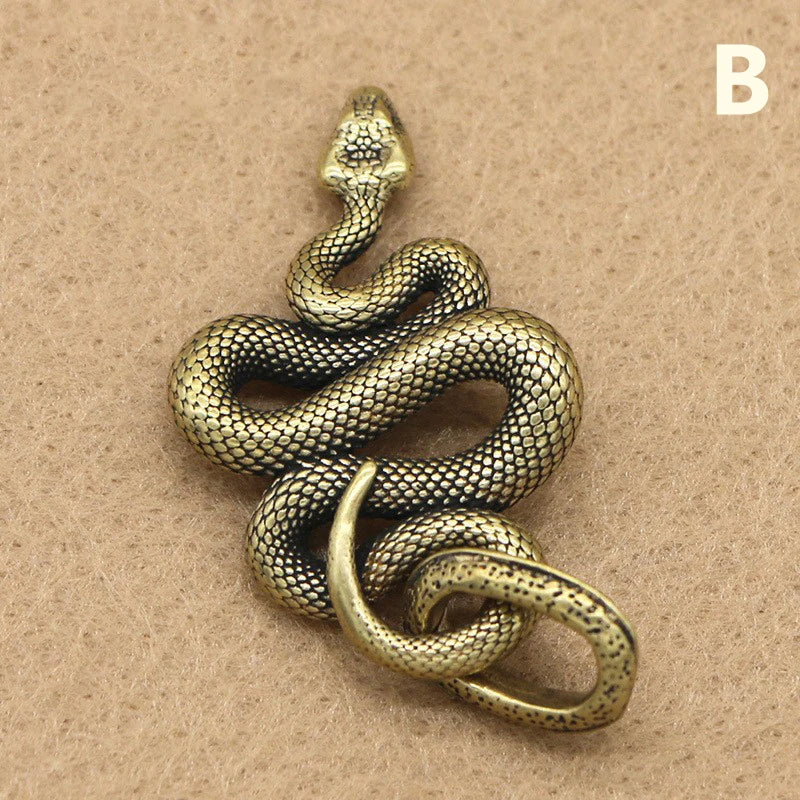 Copper Mini Snake Figurine | Antique Bronze Desktop Statue