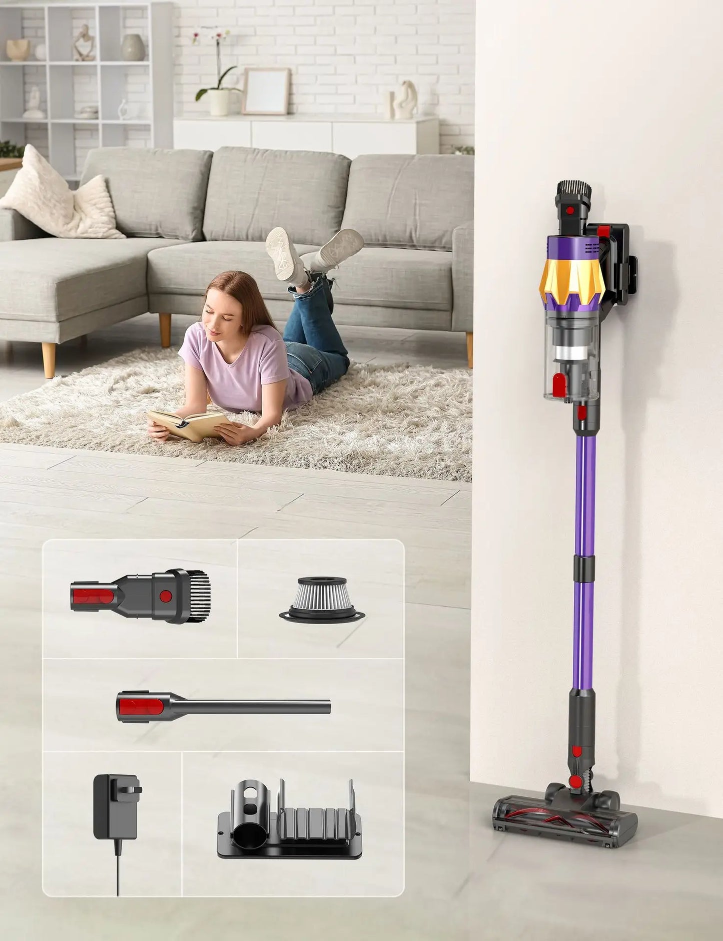 GUOHE V18 Cordless Vacuum 550W 35000Pa – Brushless Motor & Pet Brush