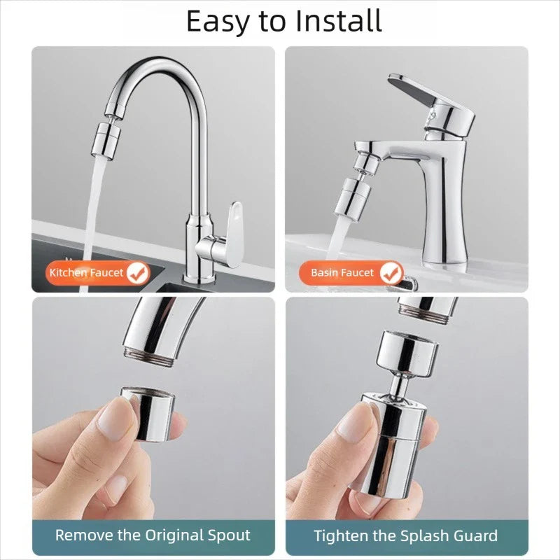 360° Rotating Faucet Aerator – 2-Mode Anti-Splash Tap Nozzle