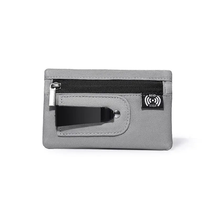 RFID Slim Nylon Wallet with Zipper & Carabiner Clip