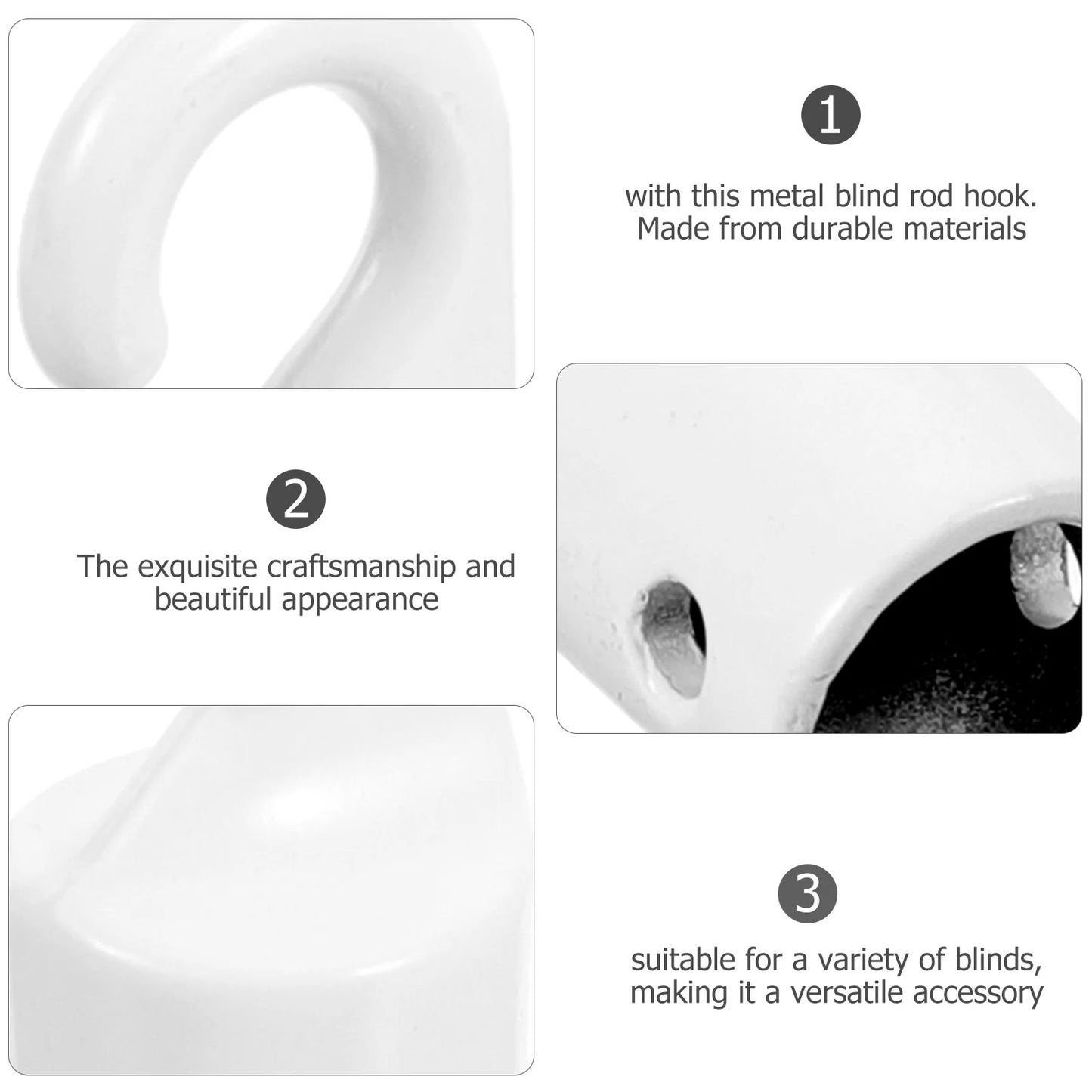4 Pcs White Hooks Curtain Rod Hangers Blind Replacement Parts Vertical Wand Tips Horizontal Blinds Accessories Window Decor Home Peaceful Pleasures Health and Wellness