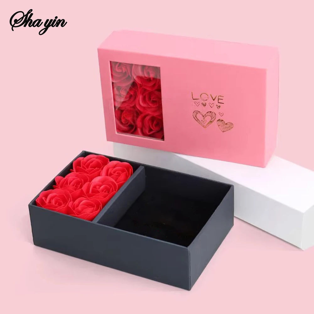 Jewelry Box Immortal Flower Jewelry Box Roses Window Valentine's Day Mother's Day Gift Box Ring Earrings Pendant Necklace Box Peaceful Pleasures Health and Wellness