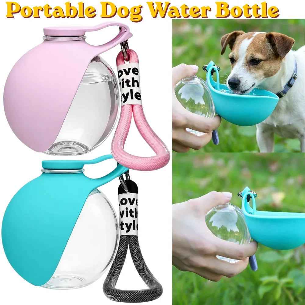 285ml Portable Dog Water Bottle with Foldable Silicone Bowl