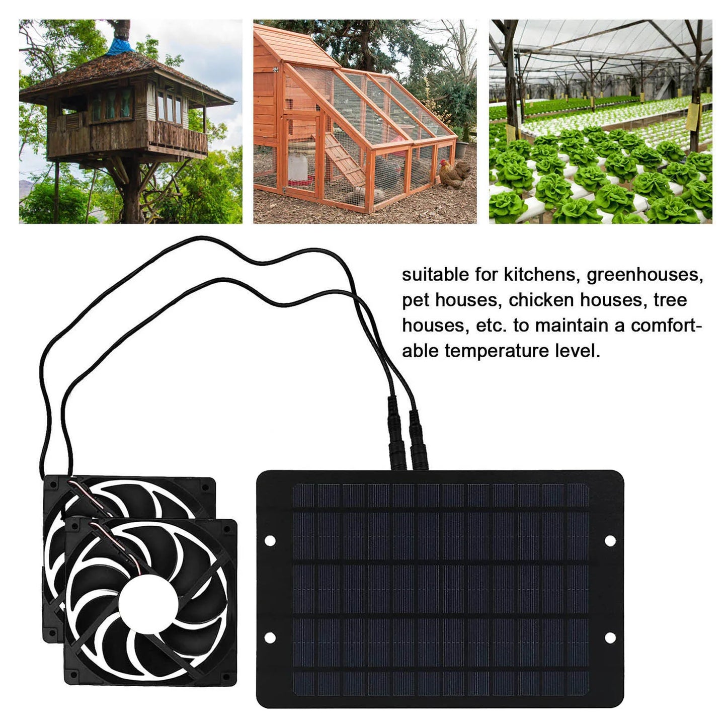 Solar Powered Fan Exhaust Fan Waterproof Dual Exhaust Fan Air Extractor For Camping Greenhouse Kitchen Animal House Peaceful Pleasures Health and Wellness