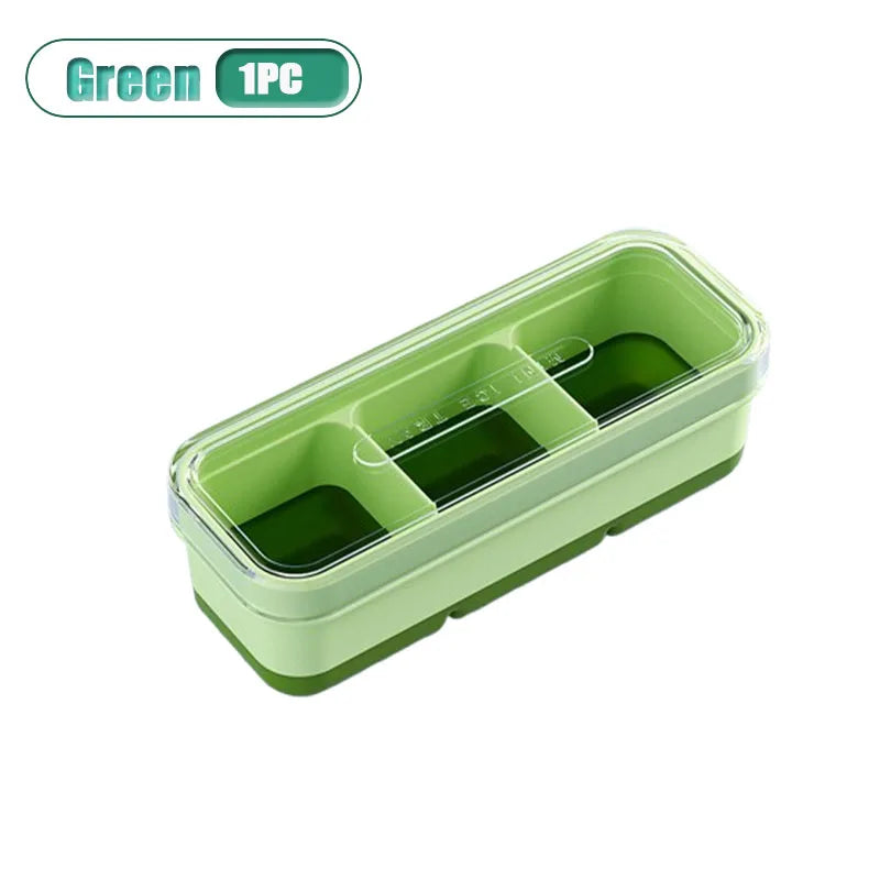 3-Compartment Silicone Ice Cube Tray with Lid – BPA Free