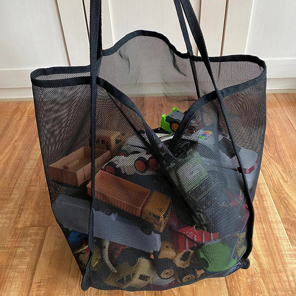 Large Mesh Beach Bag with Zipper Pocket – Pool & Travel Tote