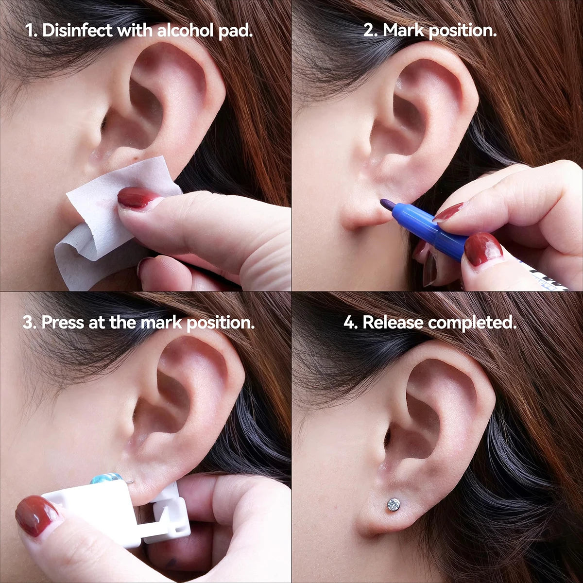 Disposable Ear Piercing Gun Kit with 4mm Zirconia Stud – Safe Self Ear Piercing Tool Peaceful Pleasures Health and Wellness