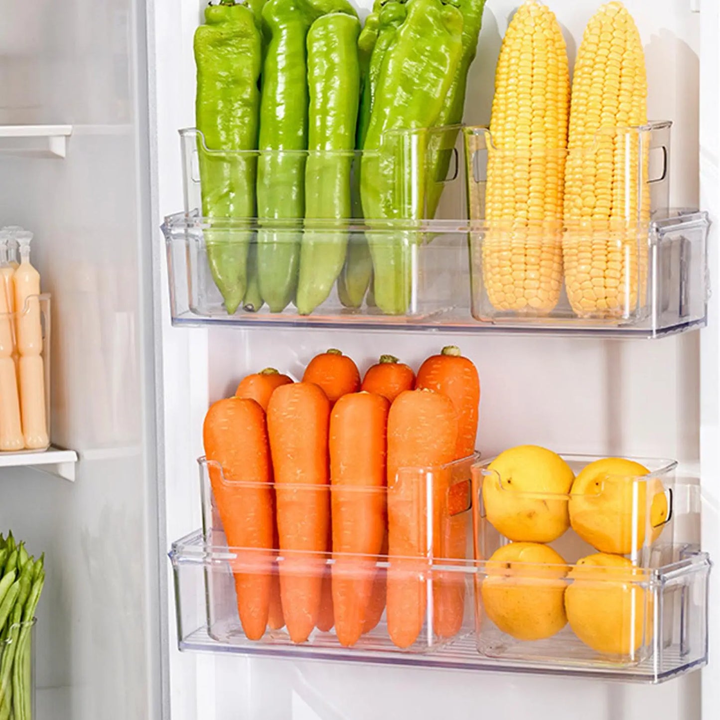 Clear Fridge Organizer Bin – Stackable BPA-Free Storage Box