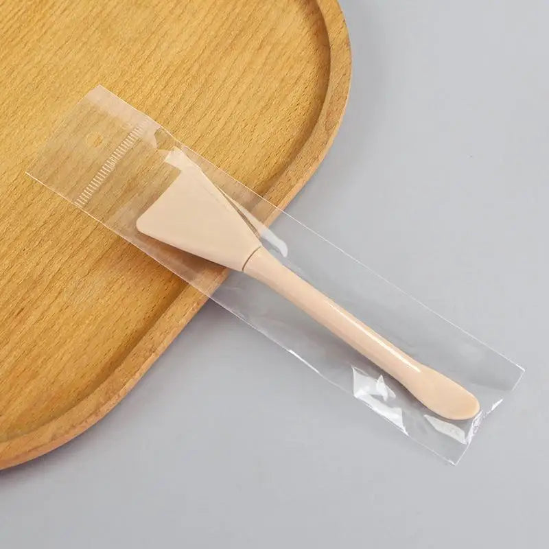 Double Head Dual-use Facial Mask Brush Silicone Facial Mask Stick With Scoop Facial Beauty Tool Peaceful Pleasures Health and Wellness Apricot
