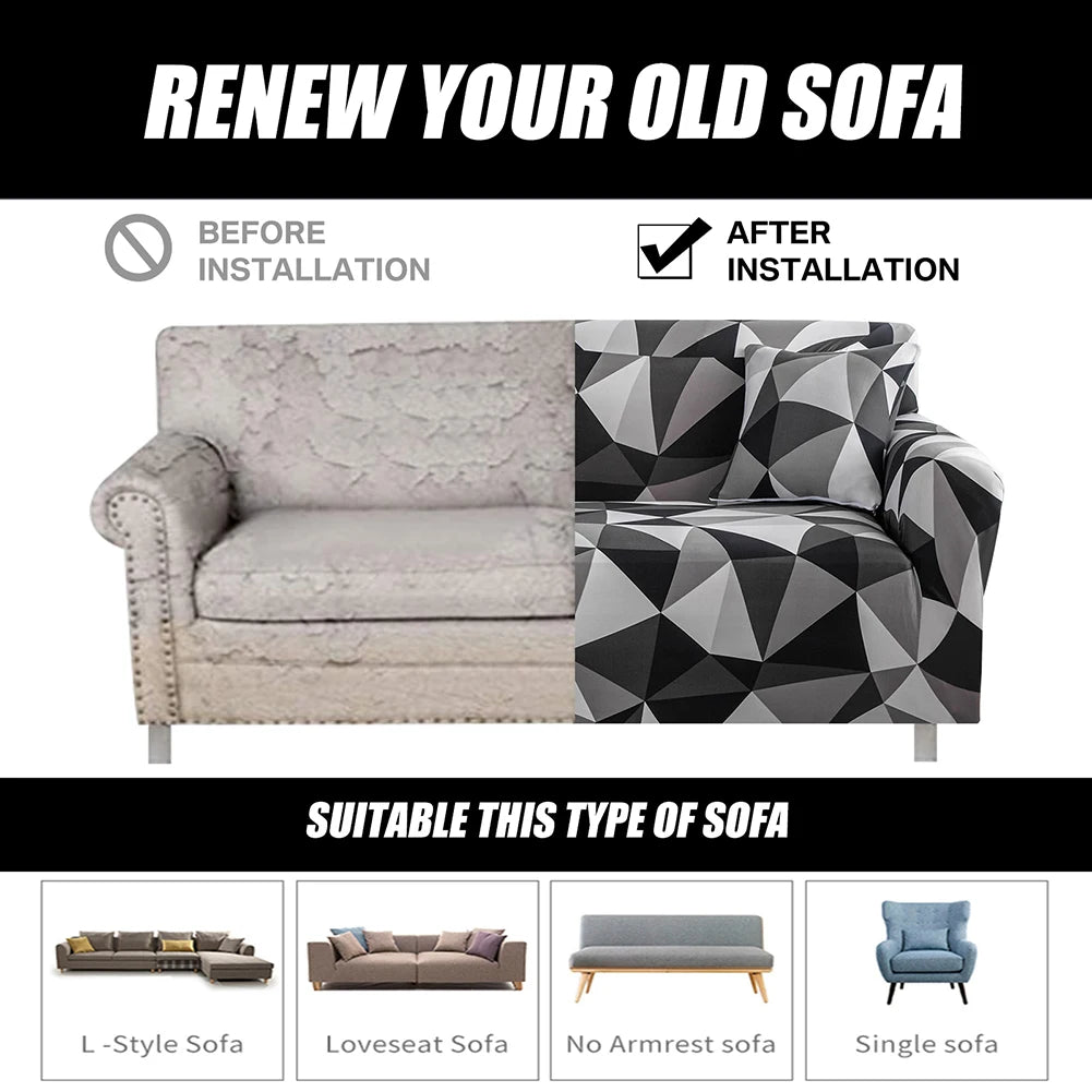 Stretch Sofa Cover Universal Printed Sofa Slipcover Loveseat Couch Cover Polyester Furniture Protector Cover with 1Pc Pillowcase Peaceful Pleasures Health and Wellness
