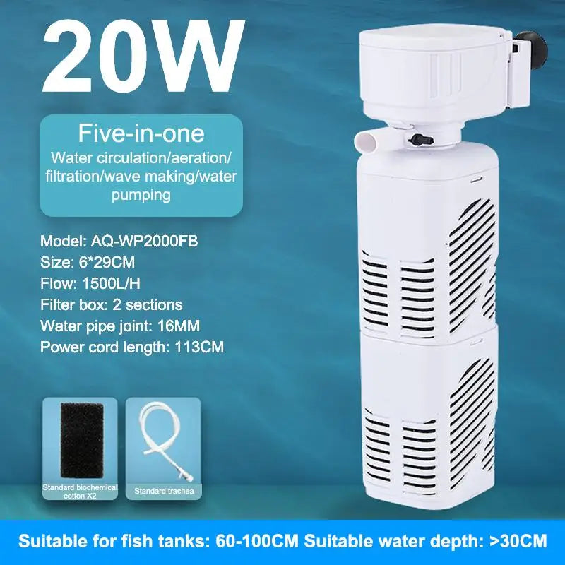 4-in-1 Silent Submersible Aquarium Filter Pump 220V Wave Maker