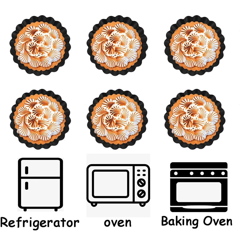 Mini Tart Pans with Removable Bottom – Non-Stick Carbon Steel Egg Tart Molds (4/6/8/10 Pack) Peaceful Pleasures Health and Wellness