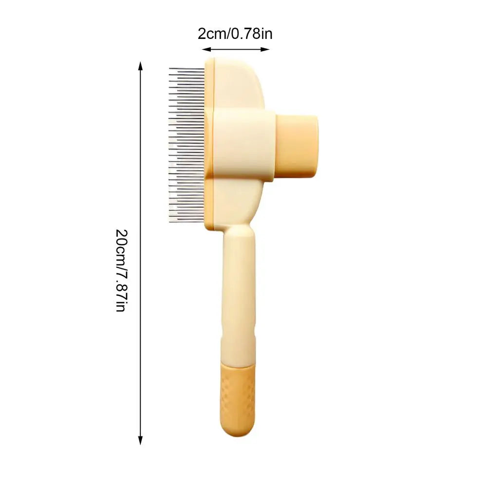 Dog Grooming Comb Cat Dog Hair Remover Brush with Release Button Pet Hair Grooming Care Comb Cleaning Brush For Long Hair Dog Peaceful Pleasures Health and Wellness Yellow China Mainland