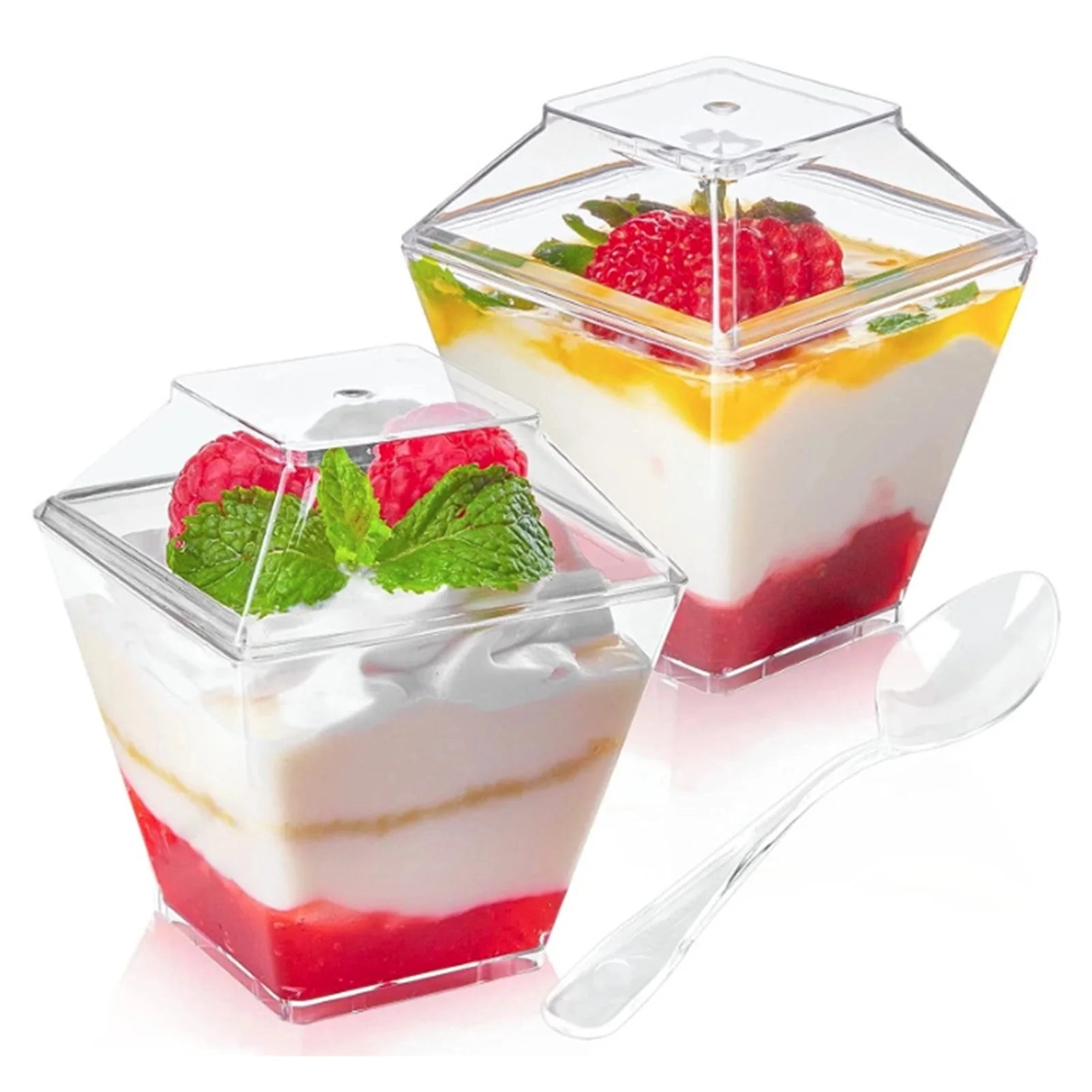 Dessert Cups with Lids and Spoons Pudding Appetizer Cup Bowls Practical For Festivals Home Dessert Shops Peaceful Pleasures Health and Wellness