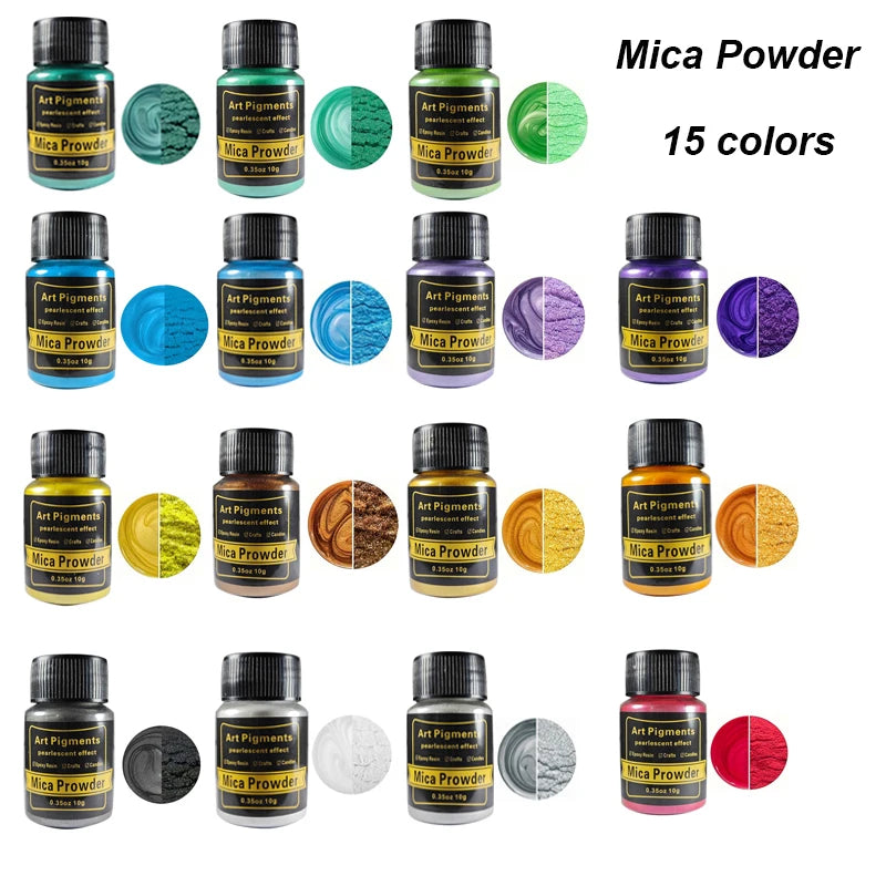 Mica Powder Pearlescent Pigment Set – 12 to 20 Colors for Resin, Soap, Nails & Lip Gloss