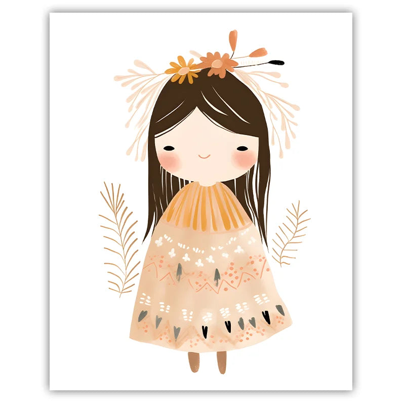 Nursery Wall Art Boho Cute Girl Teepee Canvas Painting Nordic Poster Print for Baby Girl Kids Bedroom Decor Peaceful Pleasures Health and Wellness 04 40x50cm No Frame China Mainland