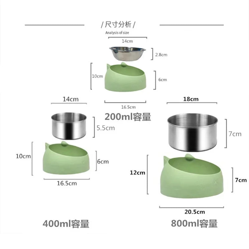 Tilted Stainless Steel Cat Bowl | 15° Anti-Choke Pet Feeder