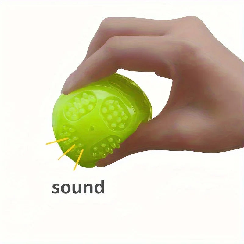 Glow in the Dark Dog Toy Ball – Squeaky TPR Chew & Teeth Cleaner